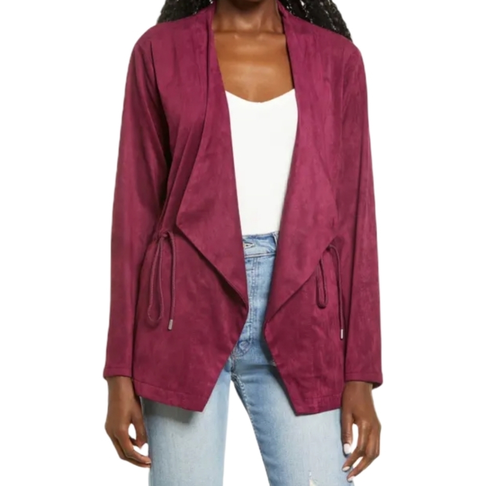 NWT BLANKNYC Faux Suede Drapey Jacket In‎ Burgundy Size XS